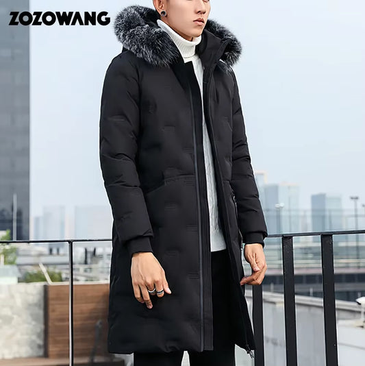 Down Jackets Men Winter Jacket Men Fashion Thick Warm Parkas Fur White Duck down Coats Casual Man Waterproof down Jackets