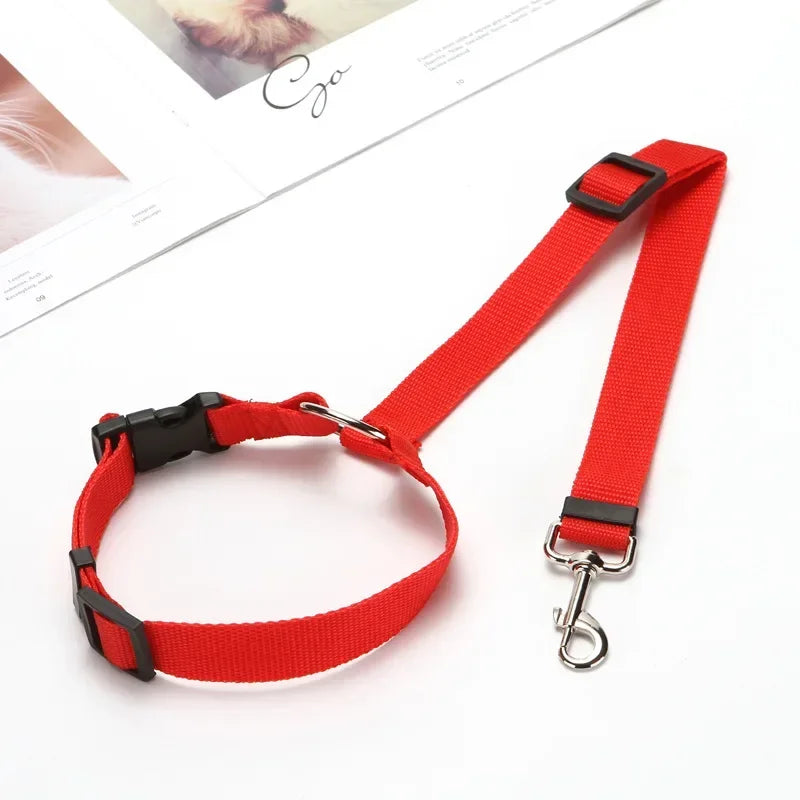 Two-In-One Pet Car Seat Belt Nylon Dogs Harness Collar 