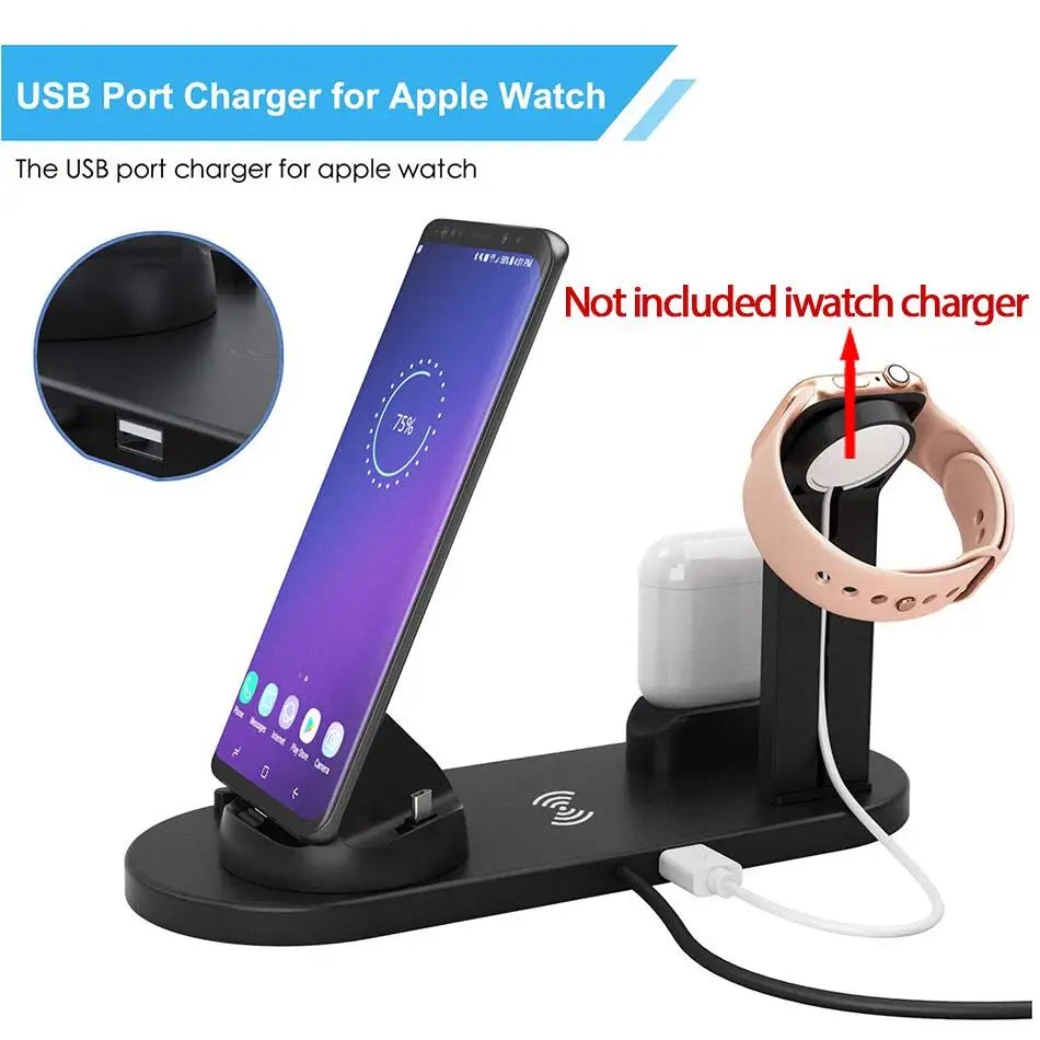 30W 7 in 1 Wireless Charger Stand Pad for Iphone 14 13 12 Pro Max Apple Watch Airpods Pro Iwatch 8 7 Fast Charging Dock Station