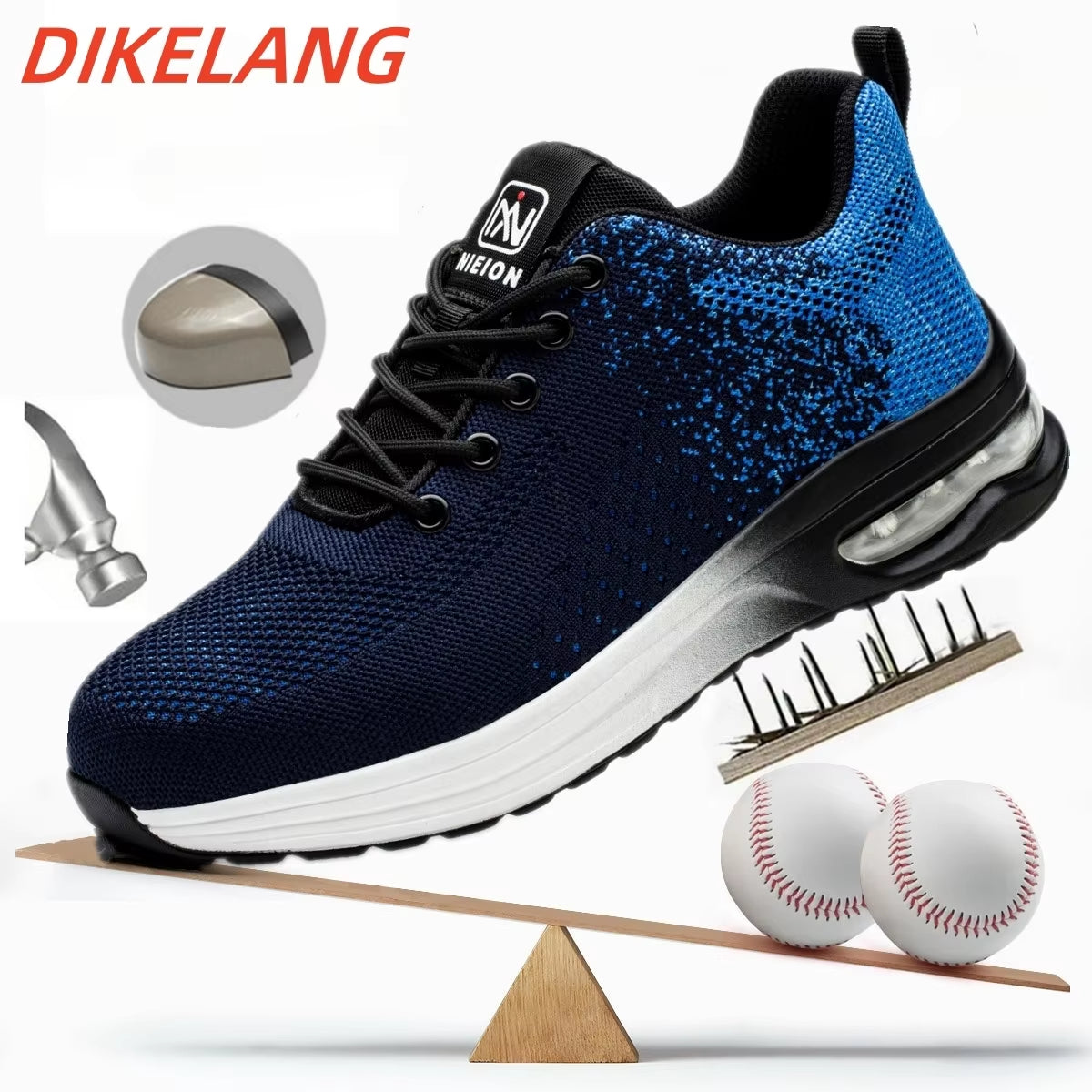 Air Cushion Work Safety Shoes for Men Women Breathable Work Sneakers Steel Toe Shoes Anti-Puncture Safety Protective Shoe