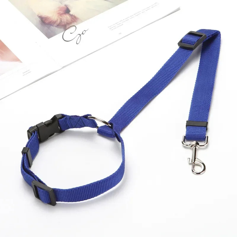 Two-In-One Pet Car Seat Belt Nylon Dogs Harness Collar 